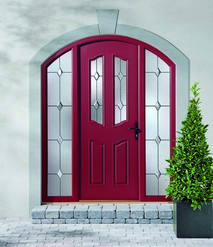 Curved red door